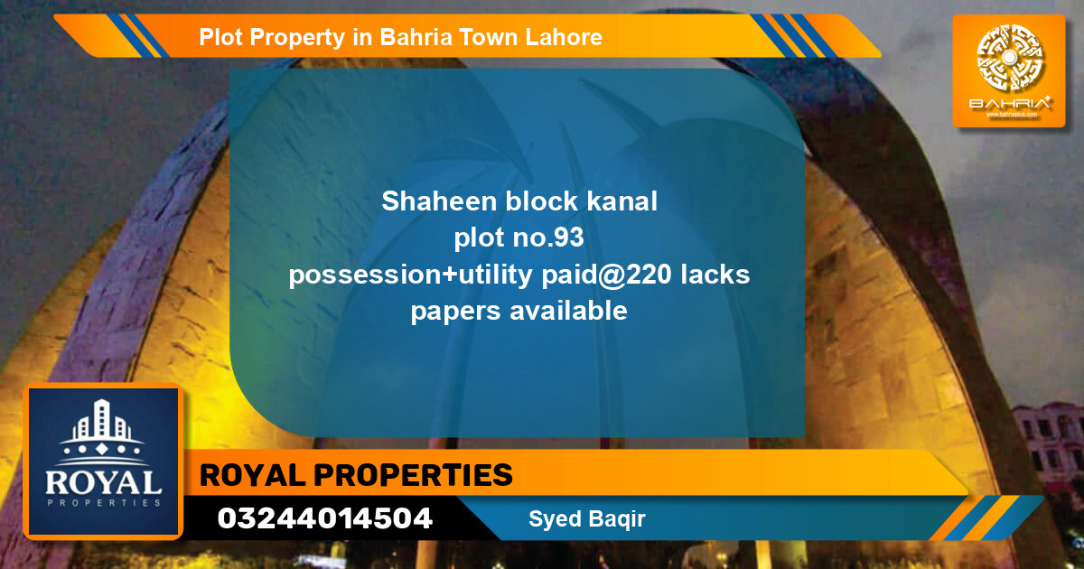 Residential Plot for Sale in Bahria Town, Lahore - (BP-36710)