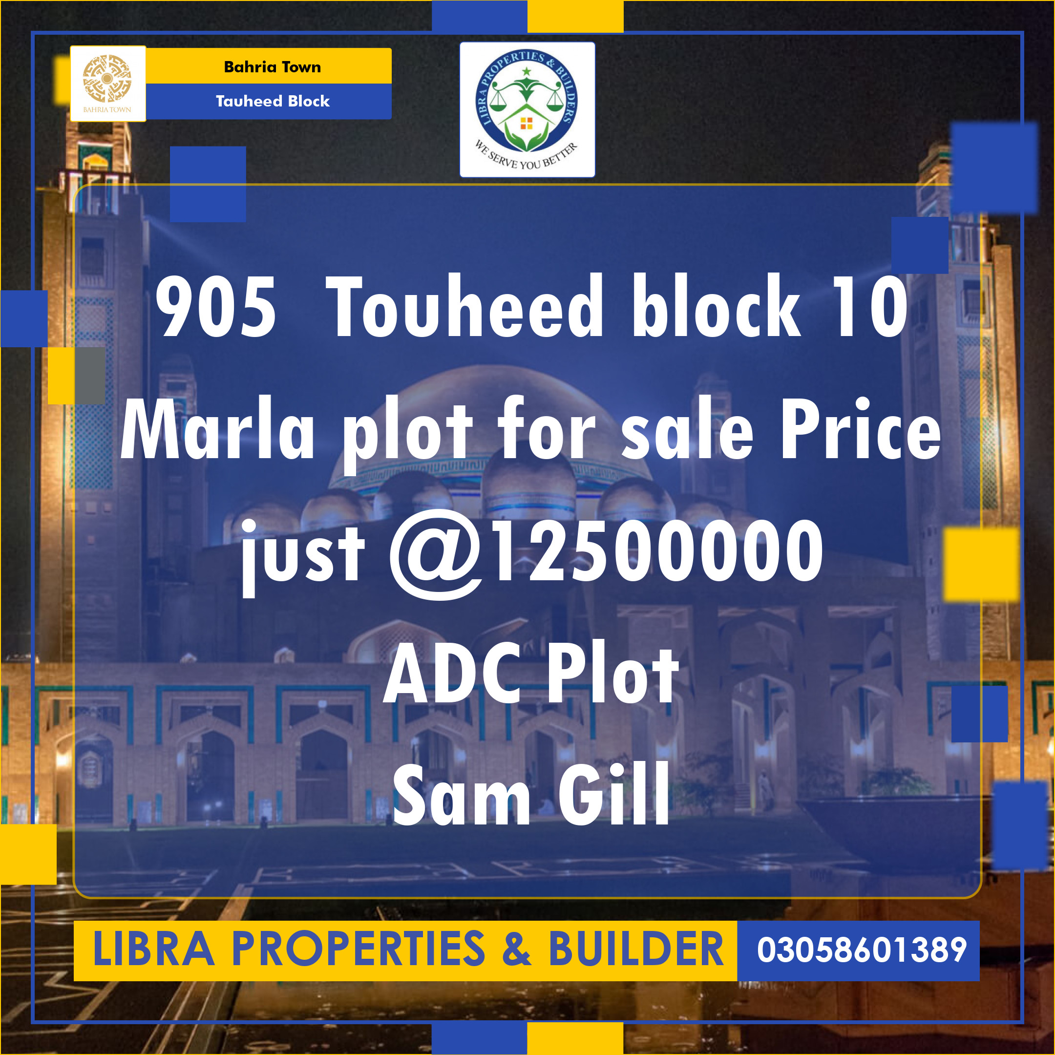 10 Marla Residential Plot for Sale in Sector F - Tauheed Block -  Bahria Town, Lahore - (BP-367225)