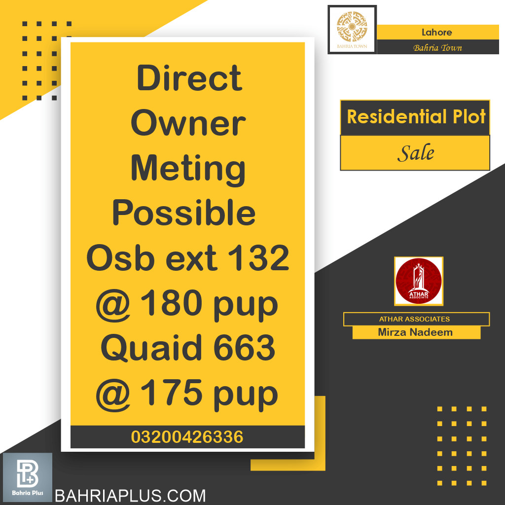 10 Marla Residential Plot for Sale in Bahria Town, Lahore - (BP-367283)