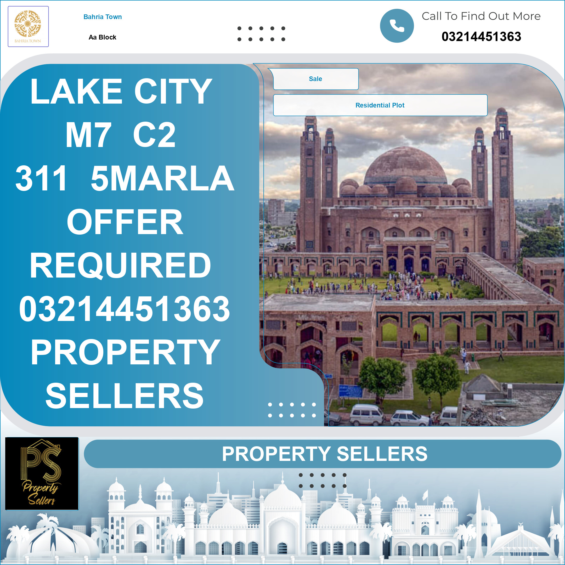 5 Marla Residential Plot for Sale in Sector D - AA Block -  Bahria Town, Lahore - (BP-367311)