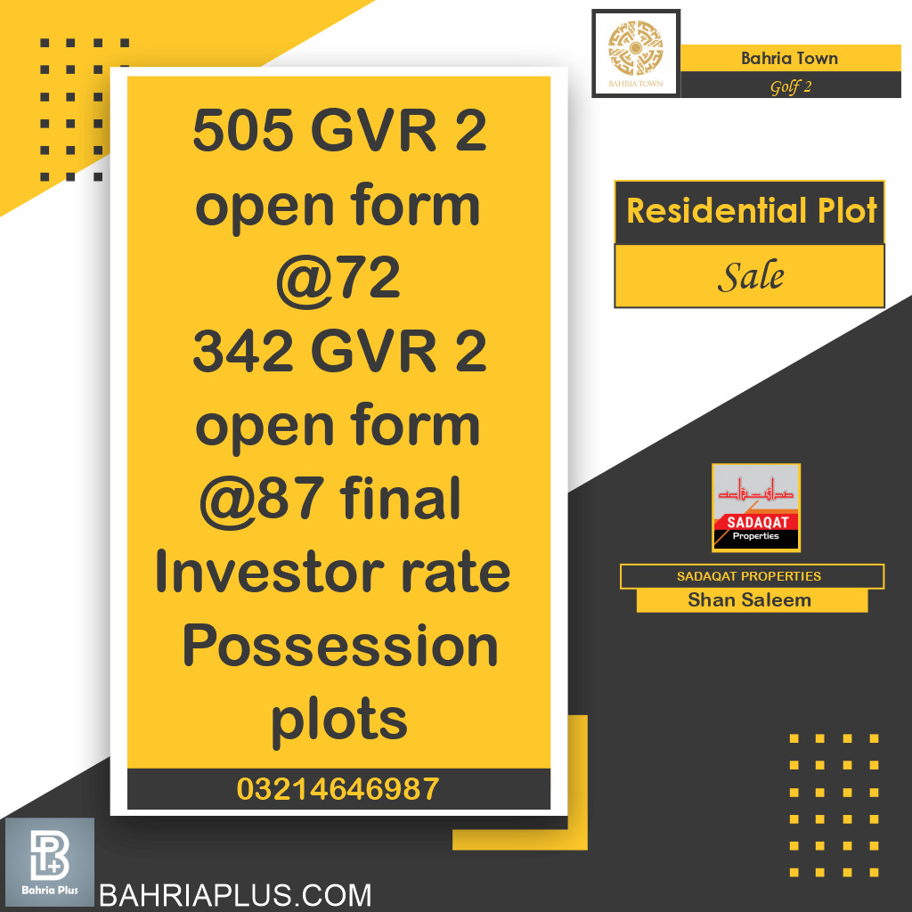 10 Marla Residential Plot for Sale in Golf Phase 2 -  Bahria Town, Lahore - (BP-367465)