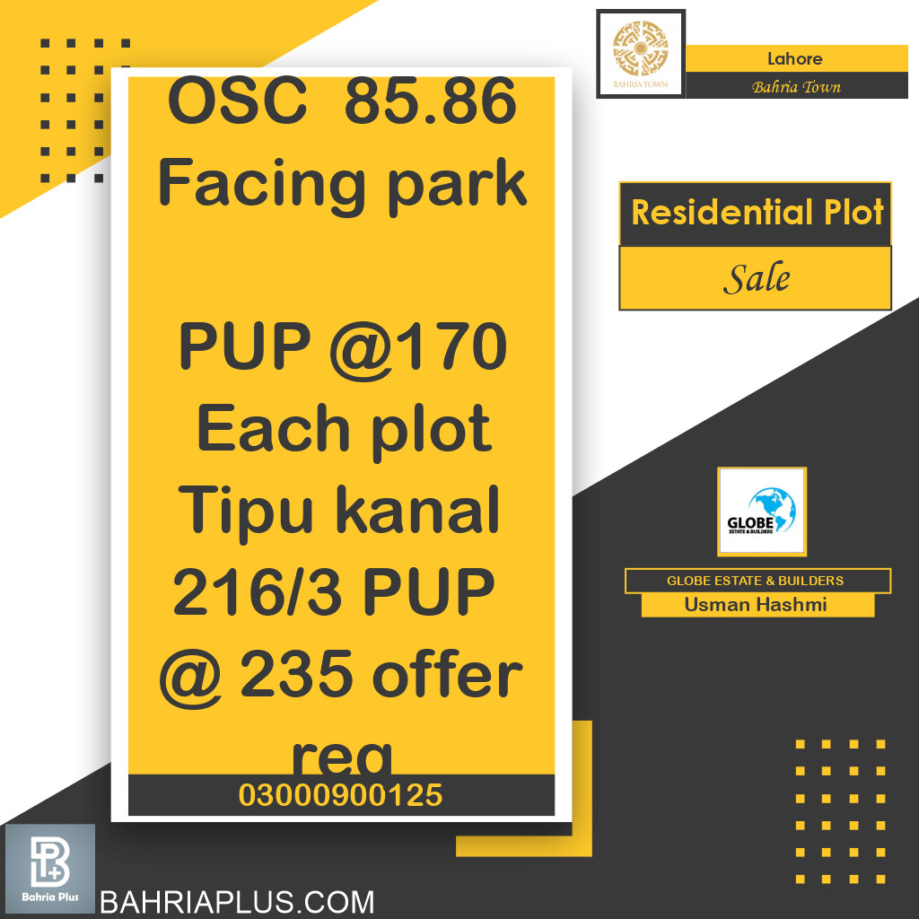 Residential Plot for Sale in Bahria Town, Lahore - (BP-367485)