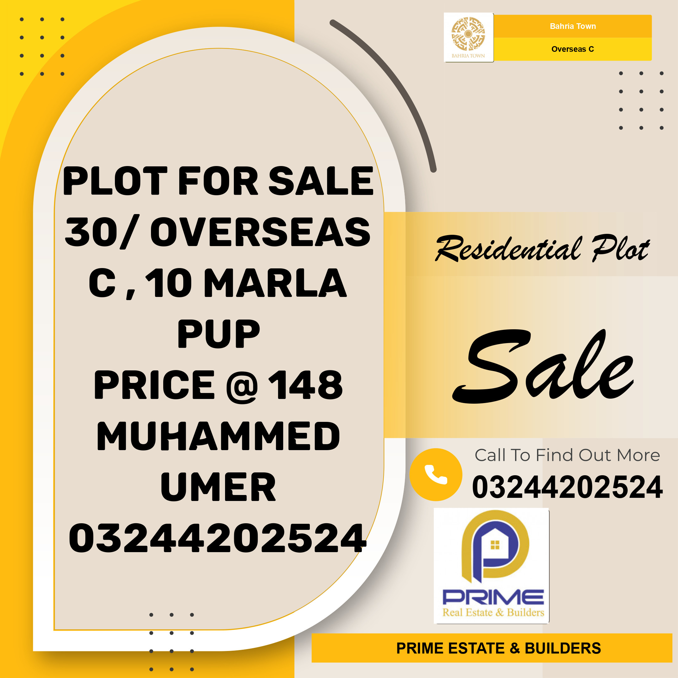 10 Marla Residential Plot for Sale in Overseas C -  Bahria Town, Lahore - (BP-367628)