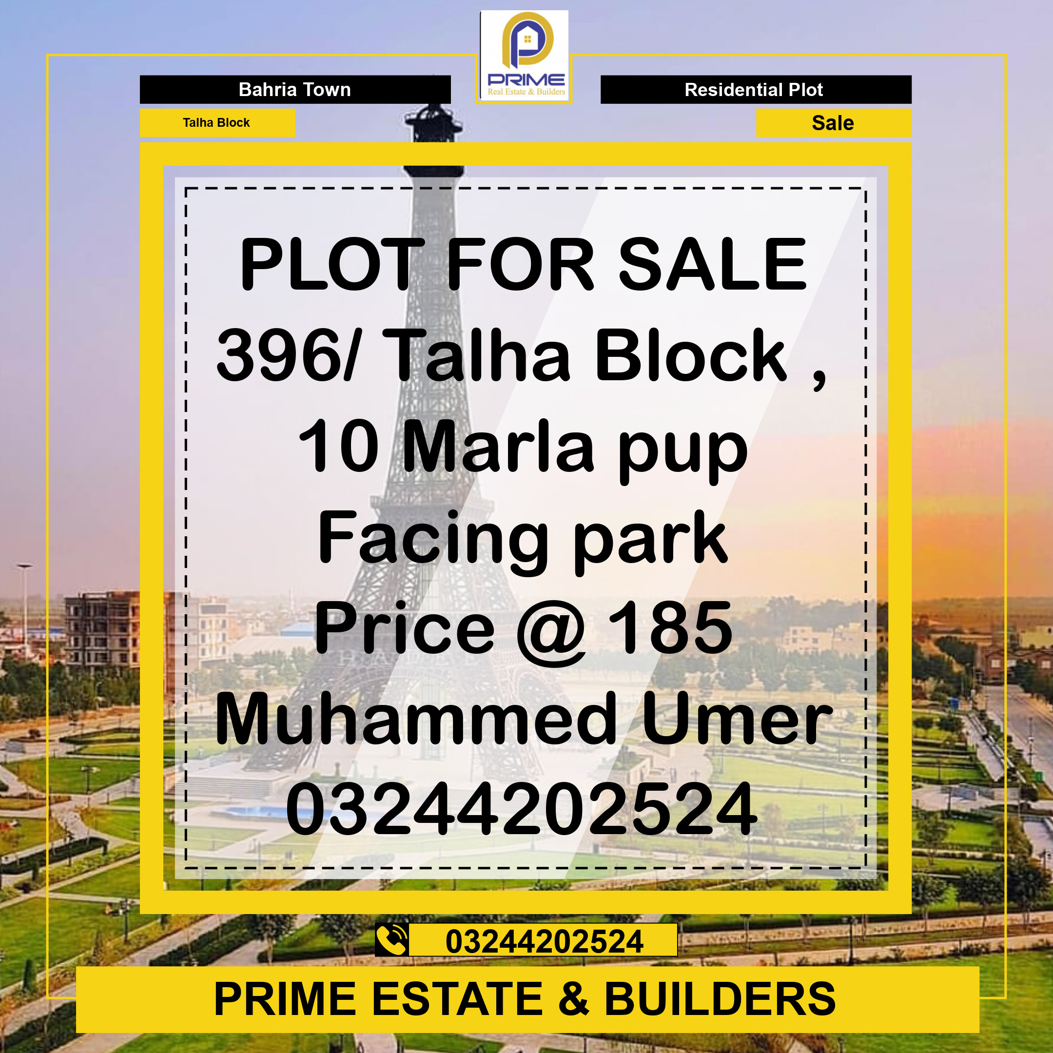 10 Marla Residential Plot for Sale in Sector F - Talha Block -  Bahria Town, Lahore - (BP-367630)