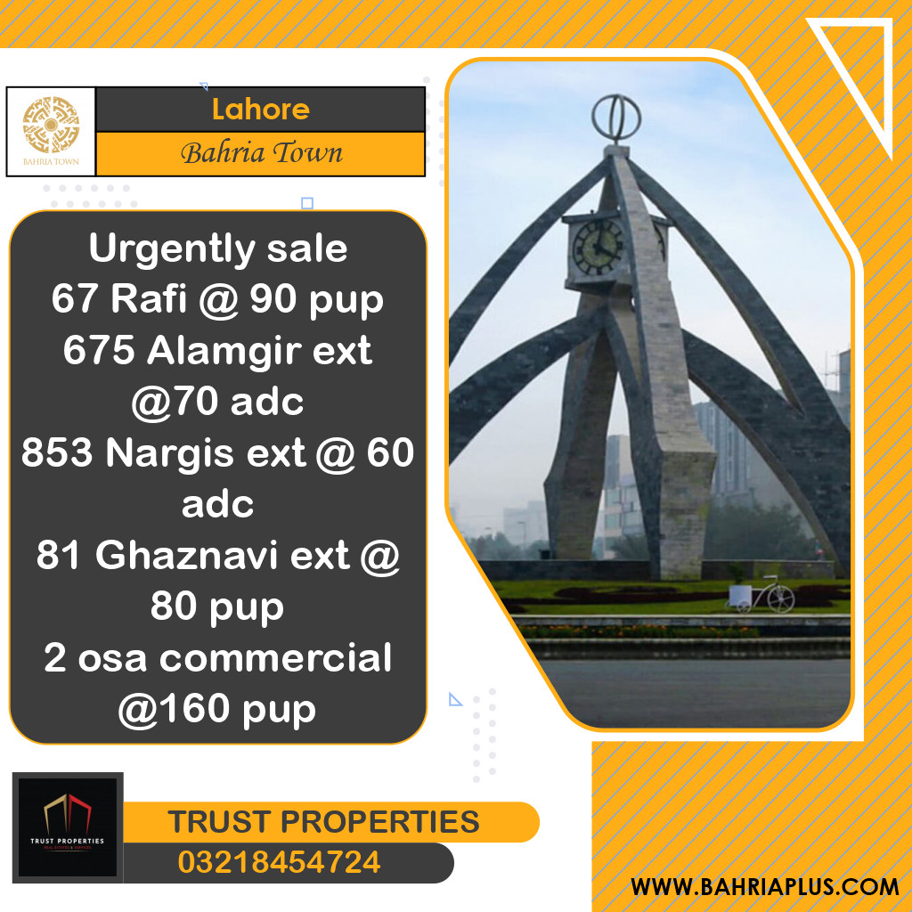 Residential Plot for Sale in Bahria Town, Lahore - (BP-367654)