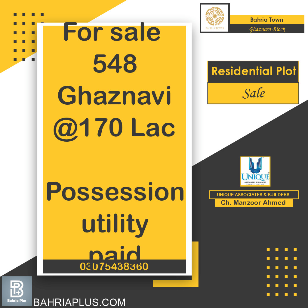 10 Marla Residential Plot for Sale in Sector F - Ghaznavi Block -  Bahria Town, Lahore - (BP-367703)