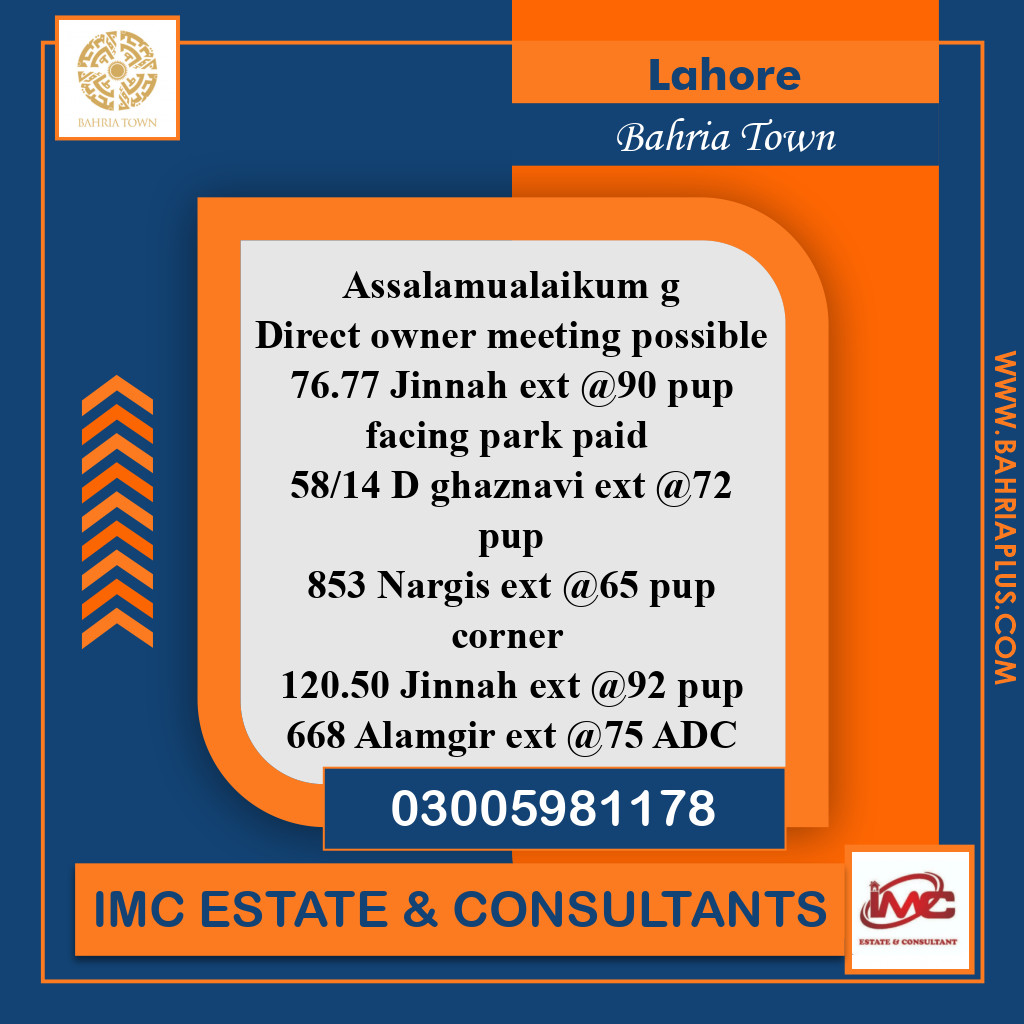 Residential Plot for Sale in Bahria Town, Lahore - (BP-367705)