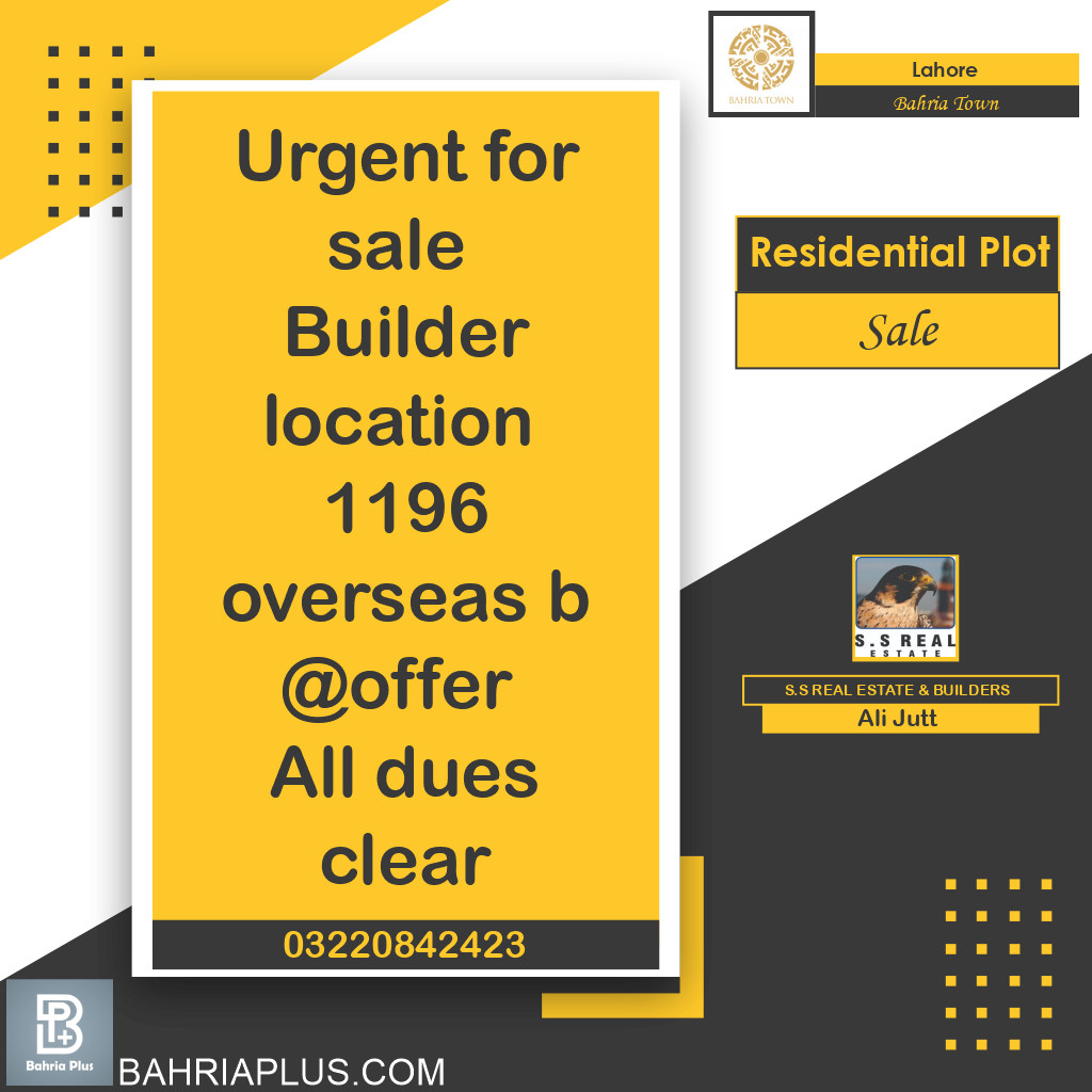 Residential Plot for Sale in Bahria Town, Lahore - (BP-367750)