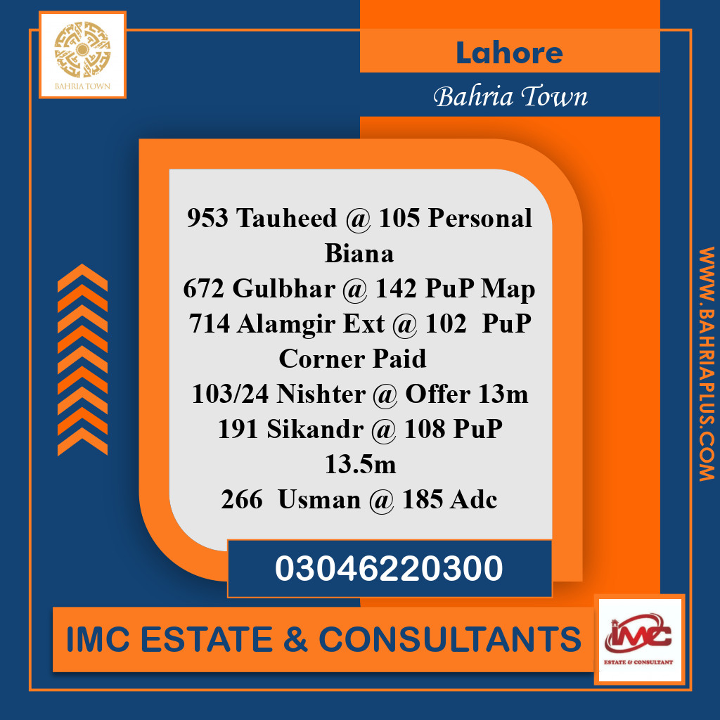 Residential Plot for Sale in Bahria Town, Lahore - (BP-367876)