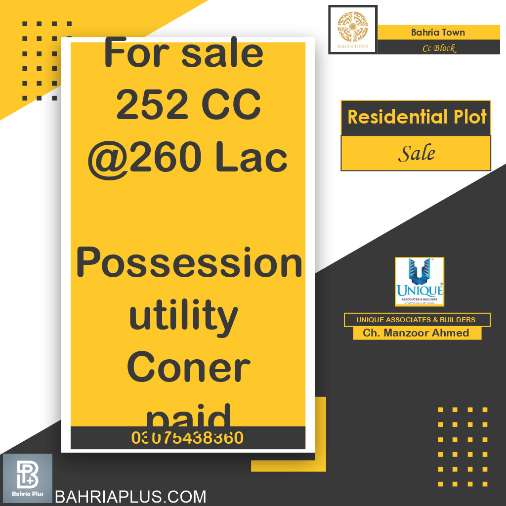 10 Marla Residential Plot for Sale in Sector D - CC Block -  Bahria Town, Lahore - (BP-367900)