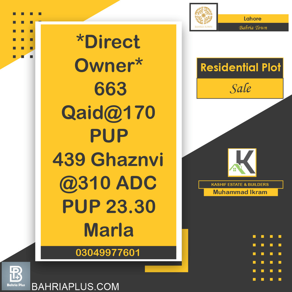 Residential Plot for Sale in Bahria Town, Lahore - (BP-367902)