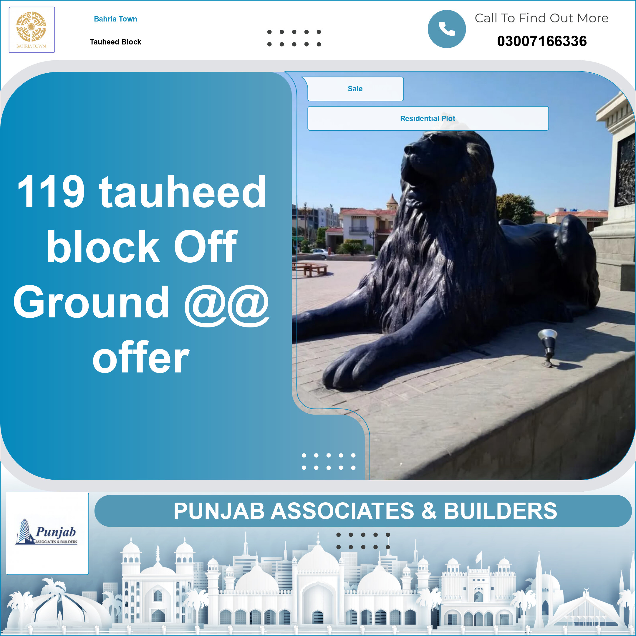 Residential Plot for Sale in Sector F - Tauheed Block -  Bahria Town, Lahore - (BP-367974)