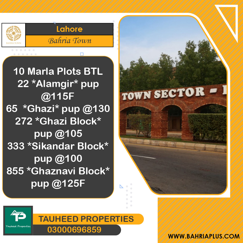Residential Plot for Sale in Bahria Town, Lahore - (BP-367976)