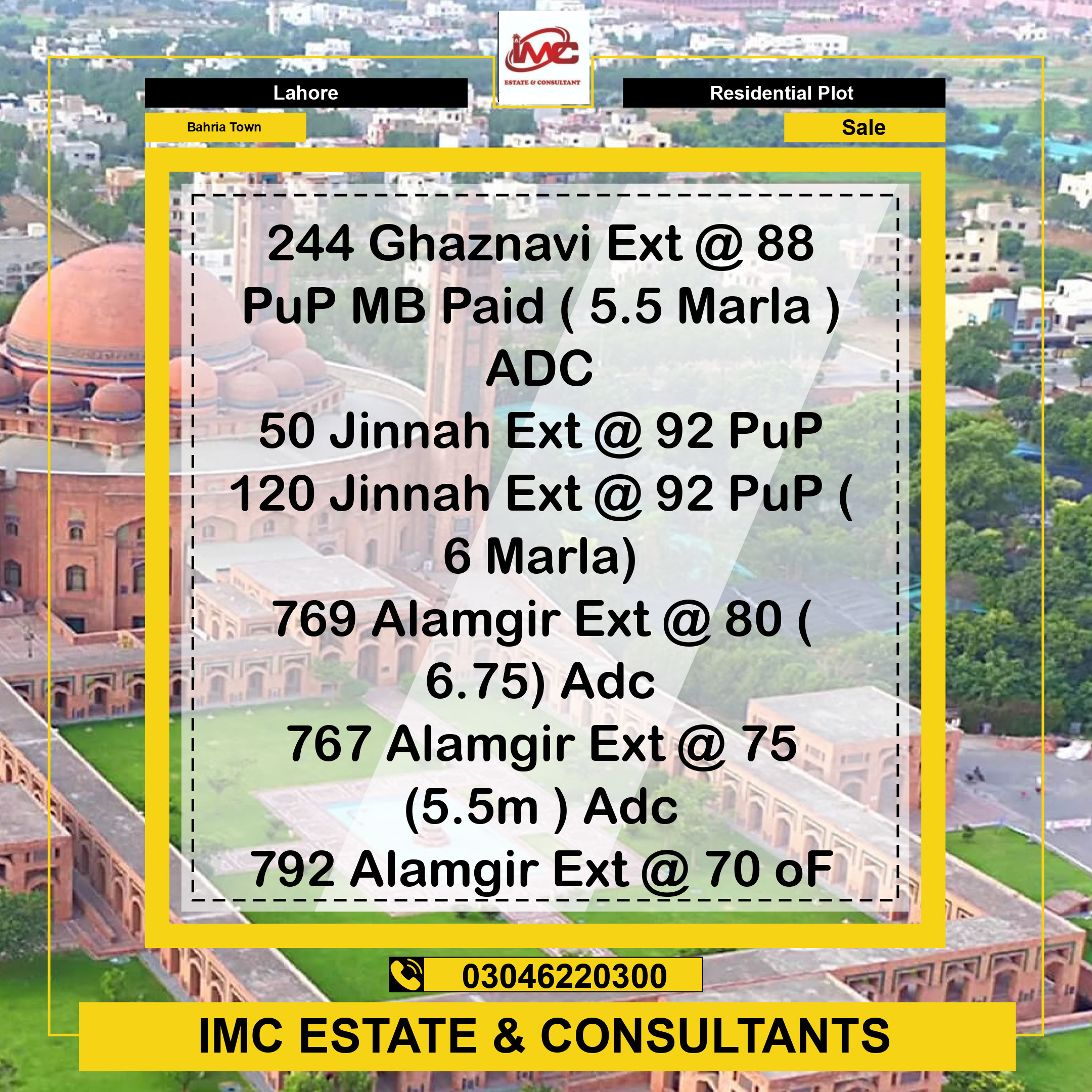 Residential Plot for Sale in Bahria Town, Lahore - (BP-368045)
