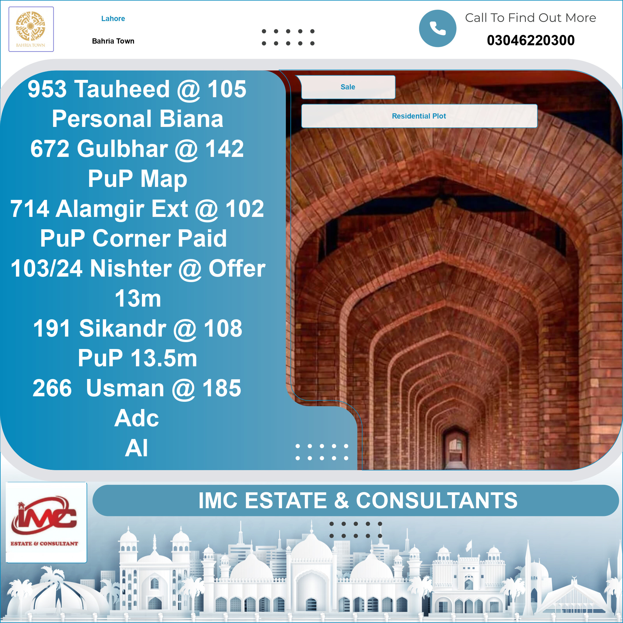 Residential Plot for Sale in Bahria Town, Lahore - (BP-368046)