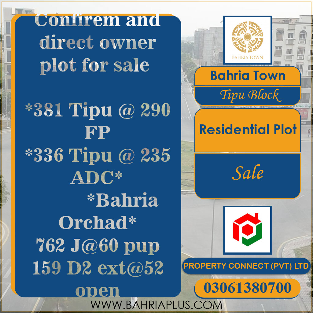 1 Marla Residential Plot for Sale in Sector F - Tipu Sultan Block -  Bahria Town, Lahore - (BP-368078)