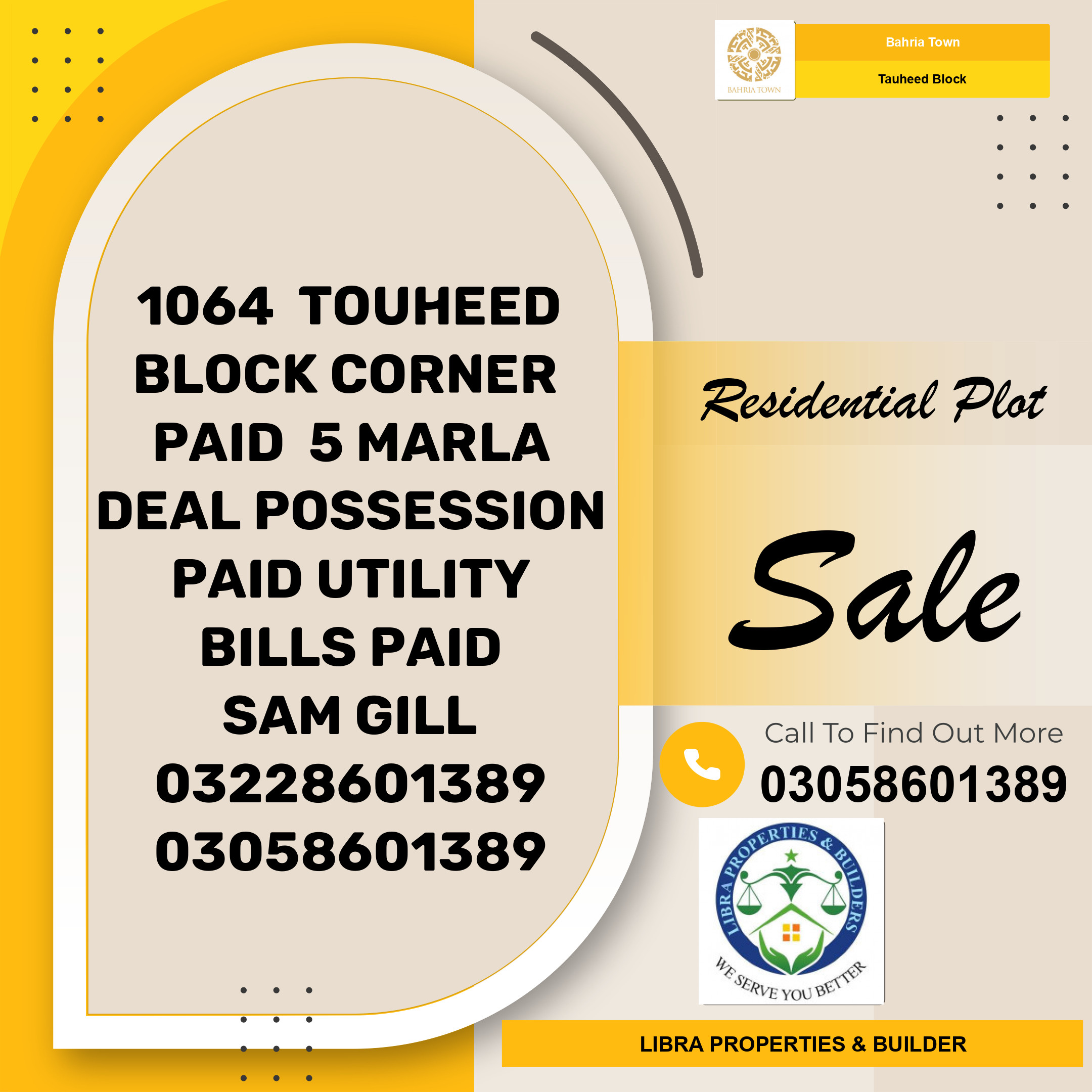 5 Marla Residential Plot for Sale in Sector F - Tauheed Block -  Bahria Town, Lahore - (BP-368090)