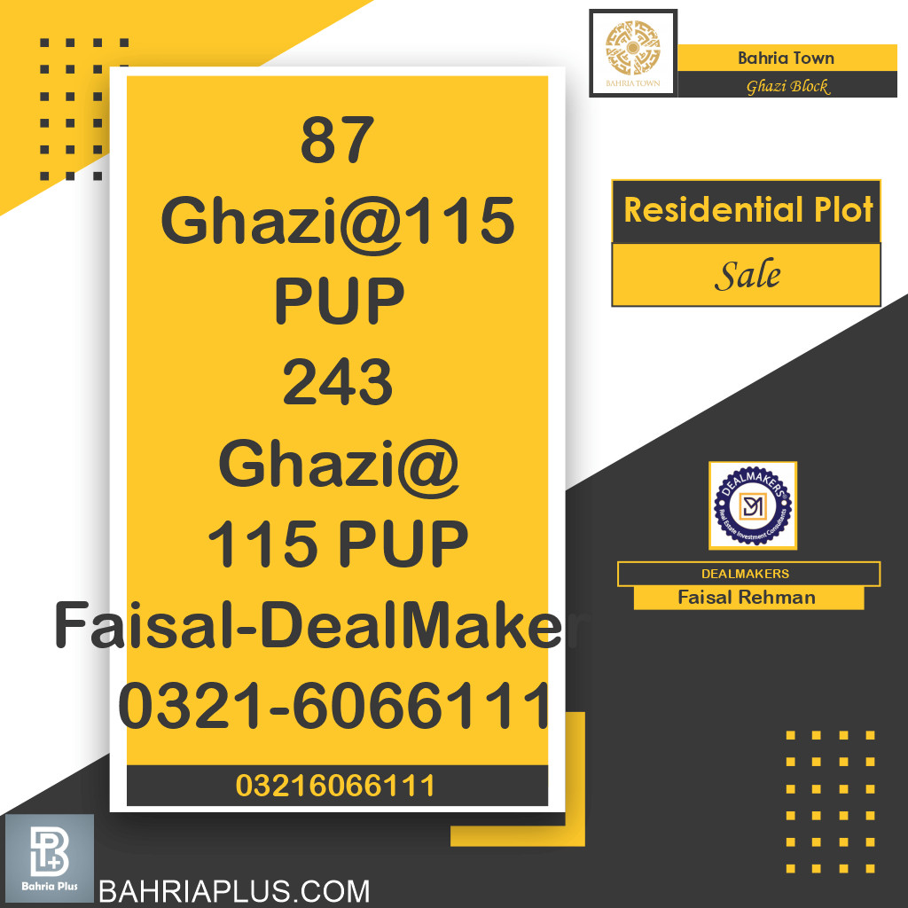 10 Marla Residential Plot for Sale in Sector F - Ghazi Block -  Bahria Town, Lahore - (BP-368113)
