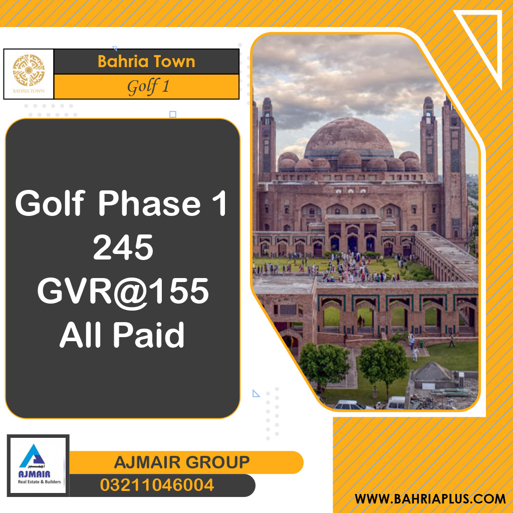 10 Marla Residential Plot for Sale in Golf Phase 1 -  Bahria Town, Lahore - (BP-368121)