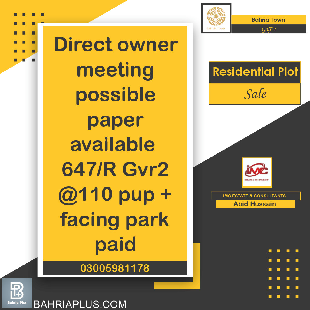 10 Marla Residential Plot for Sale in Golf Phase 2 -  Bahria Town, Lahore - (BP-368149)