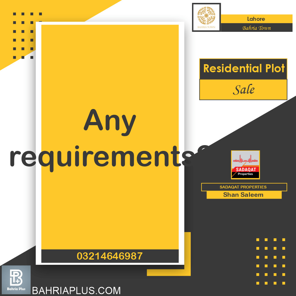 Residential Plot for Sale in Bahria Town, Lahore - (BP-368375)