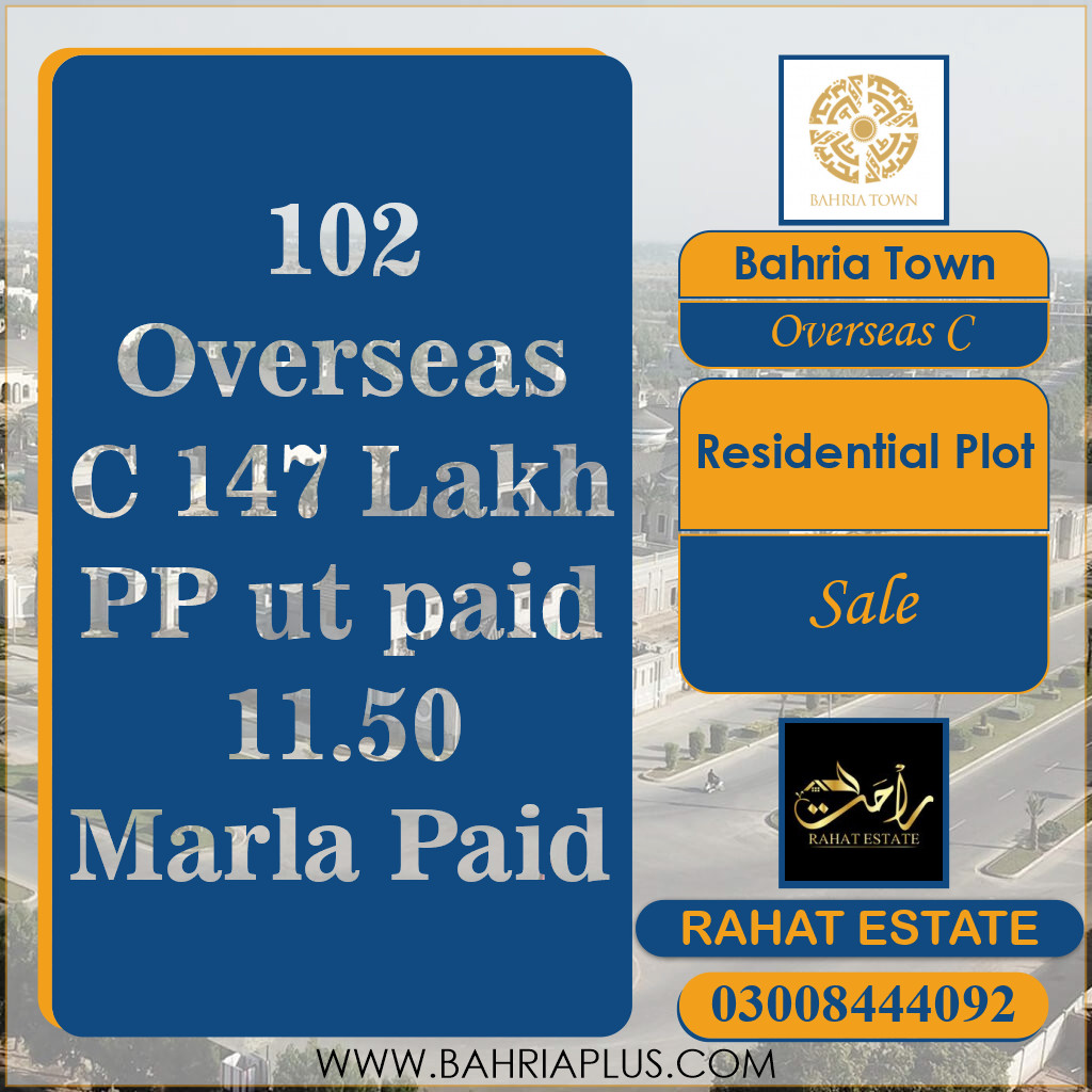11.5 Marla Residential Plot for Sale in Overseas C -  Bahria Town, Lahore - (BP-368490)