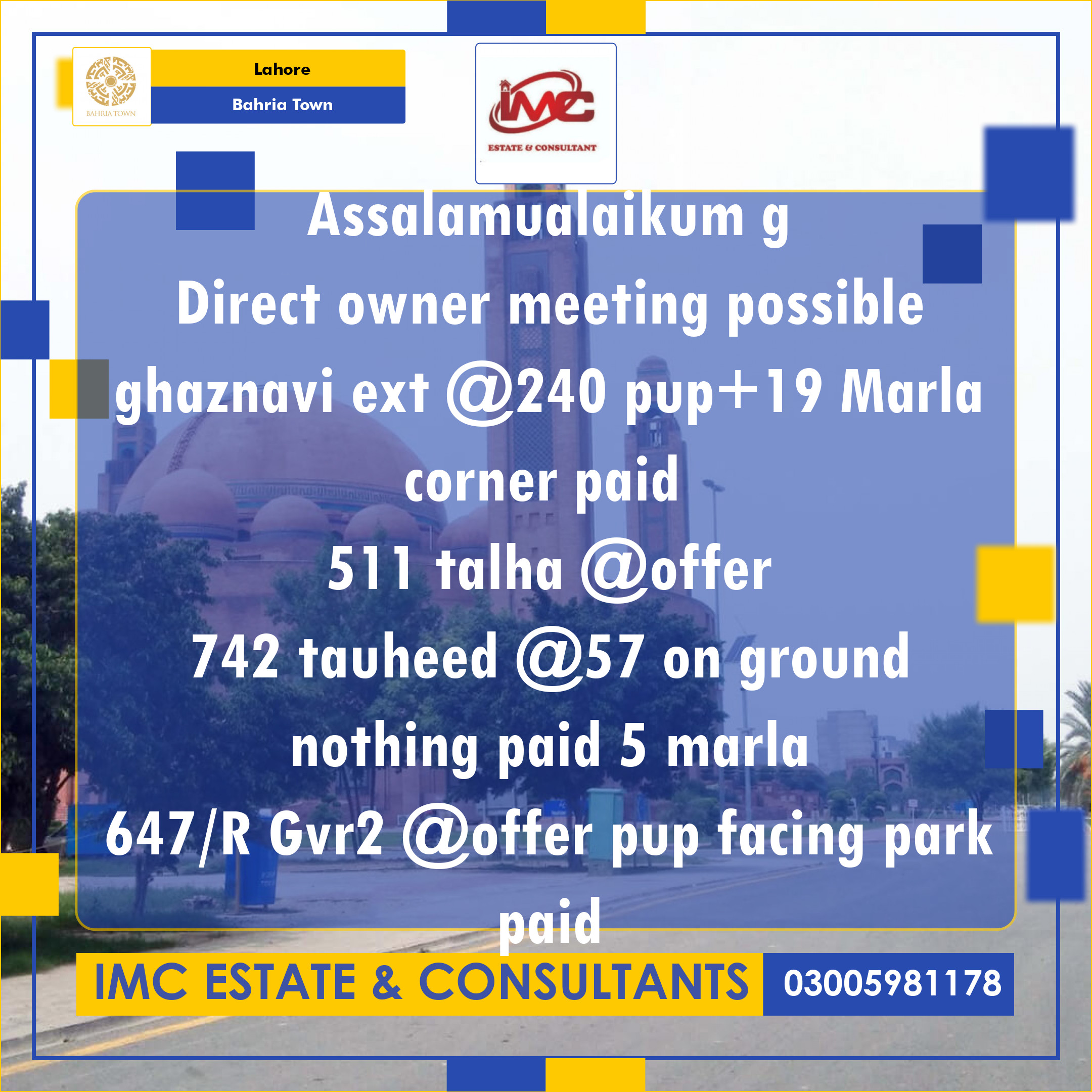 Residential Plot for Sale in Bahria Town, Lahore - (BP-368506)