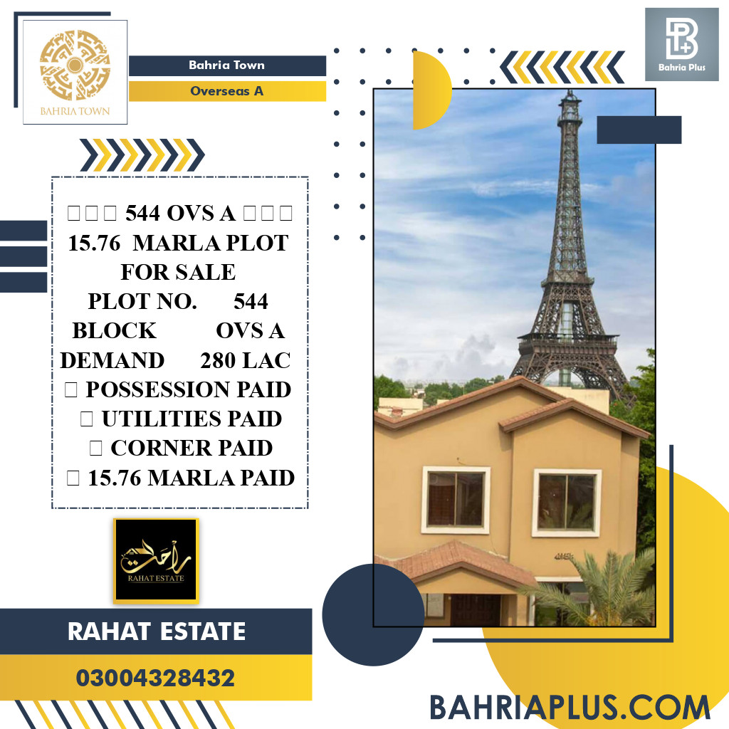 15.76 Marla Residential Plot for Sale in Overseas A -  Bahria Town, Lahore - (BP-368527)