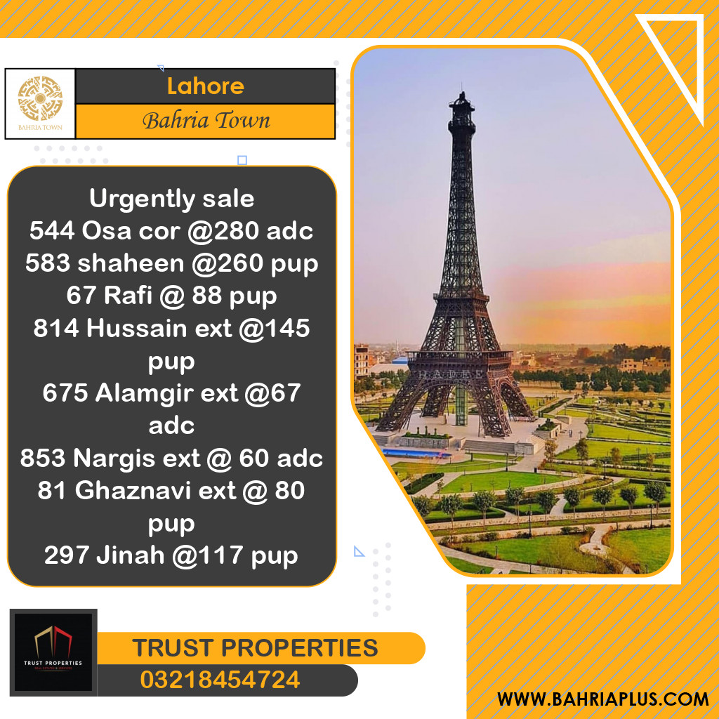 Residential Plot for Sale in Bahria Town, Lahore - (BP-368616)