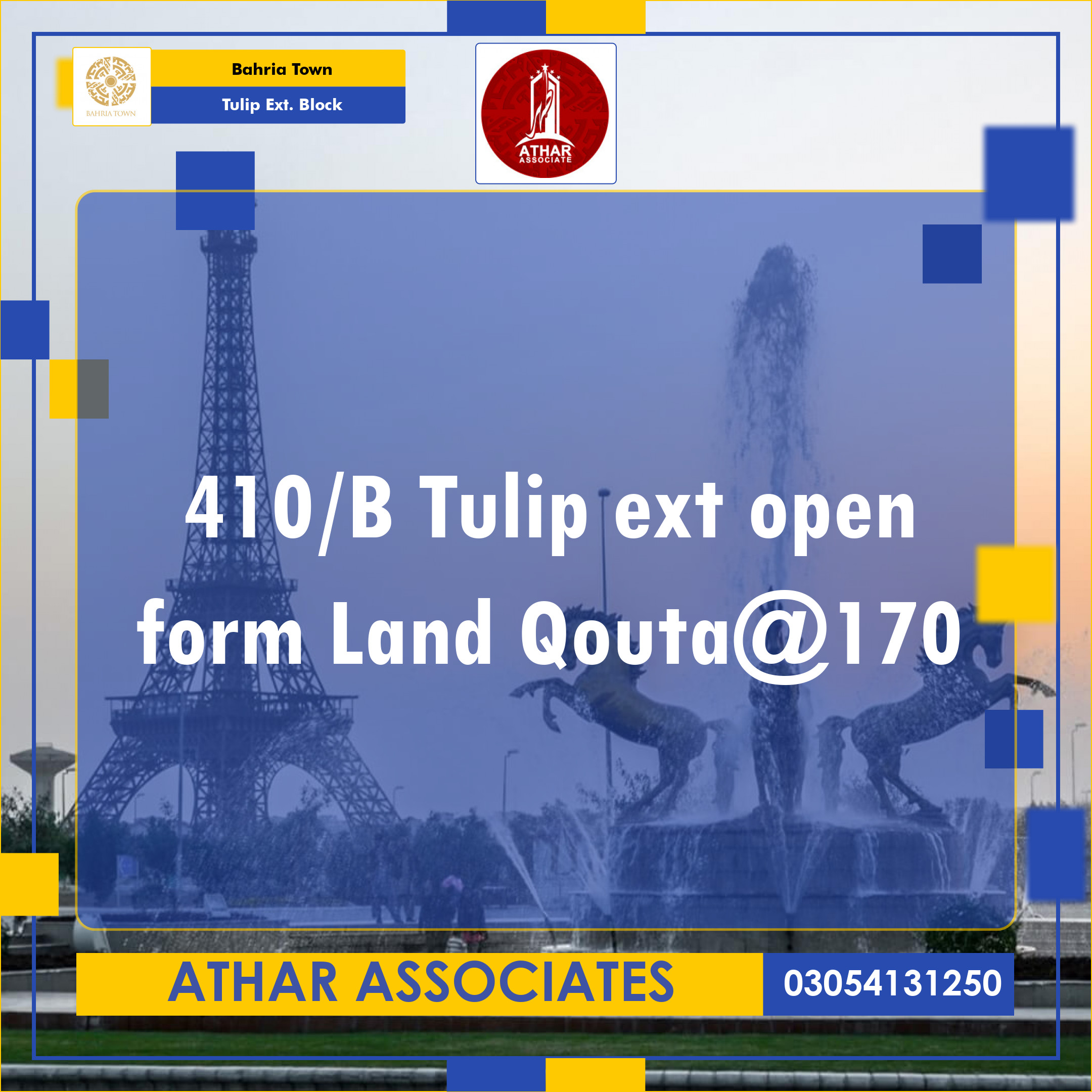 10 Marla Residential Plot for Sale in Sector C - Tulip Ext. Block -  Bahria Town, Lahore - (BP-368785)