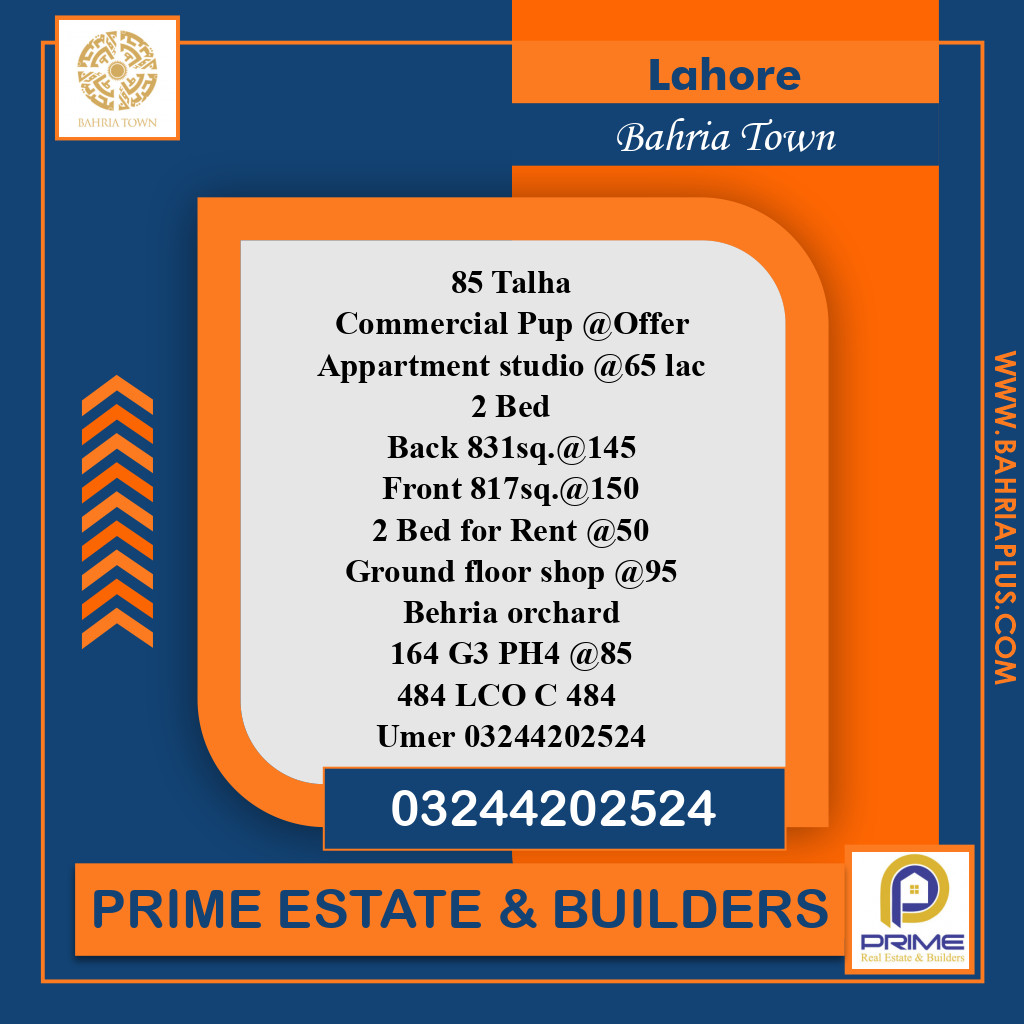 Residential Plot for Sale in Bahria Town, Lahore - (BP-368910)