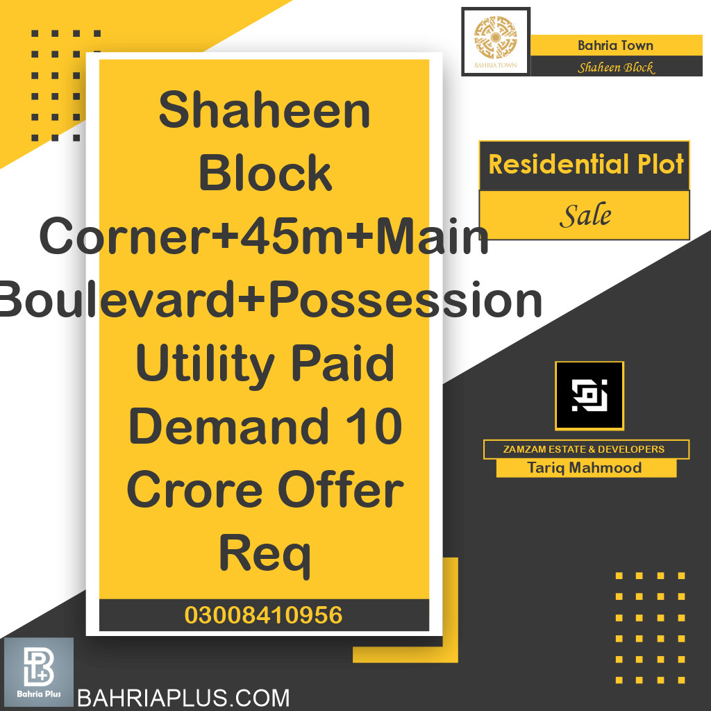 45 Marla Residential Plot for Sale in Sector B - Shaheen Block -  Bahria Town, Lahore - (BP-368921)