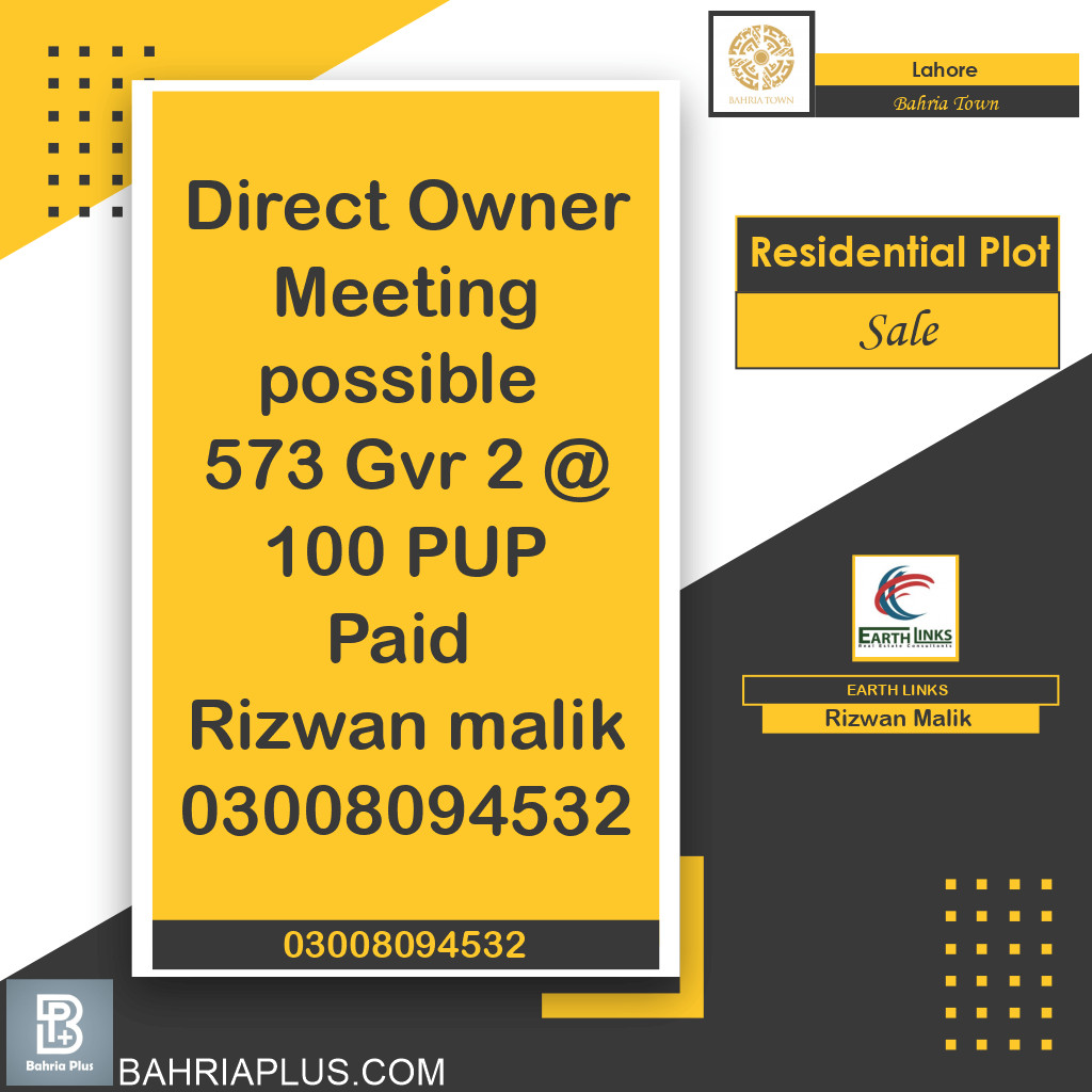 10 Marla Residential Plot for Sale in Bahria Town, Lahore - (BP-368931)