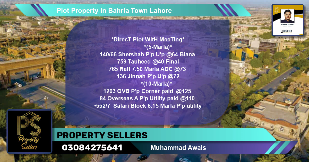 Residential Plot for Sale in Bahria Town, Lahore - (BP-36900)