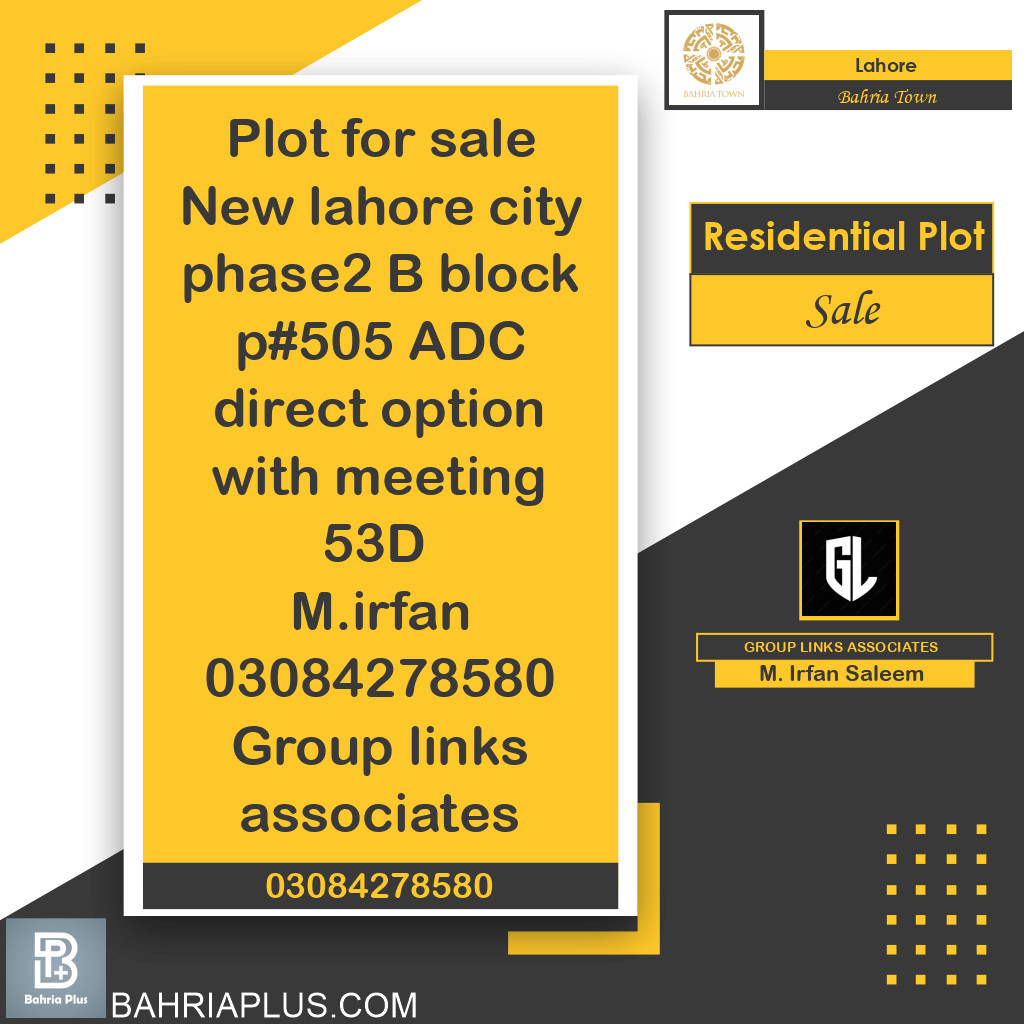 Residential Plot for Sale in Bahria Town, Lahore - (BP-369038)