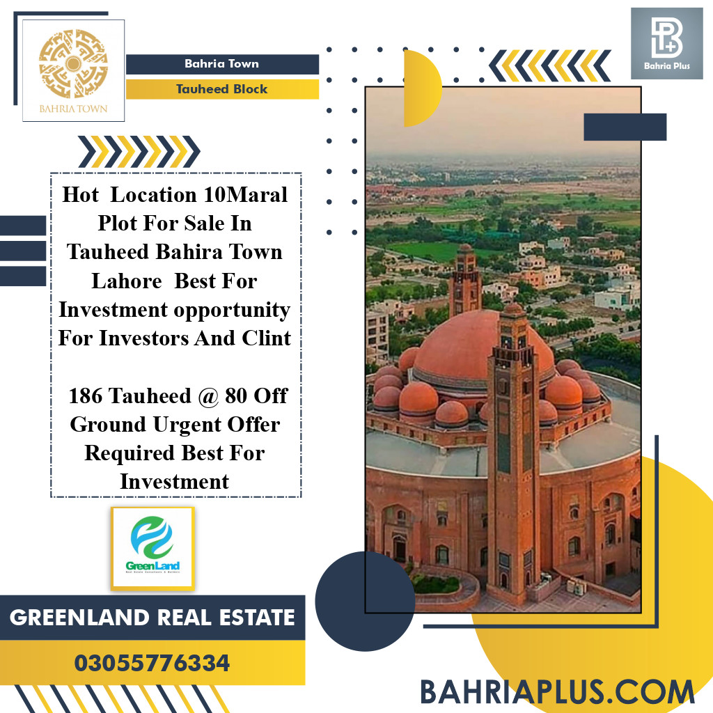 10 Marla Residential Plot for Sale in Sector F - Tauheed Block -  Bahria Town, Lahore - (BP-369159)