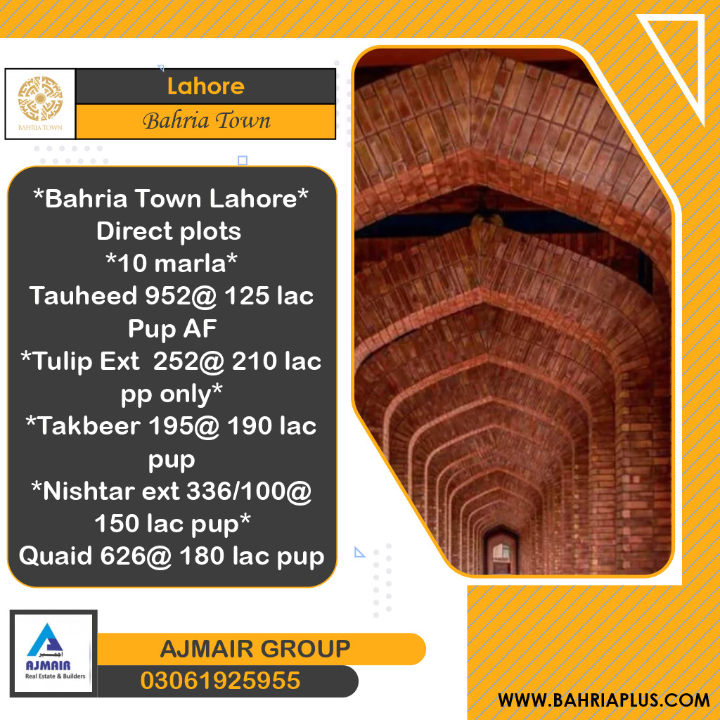 Residential Plot for Sale in Bahria Town, Lahore - (BP-369244)