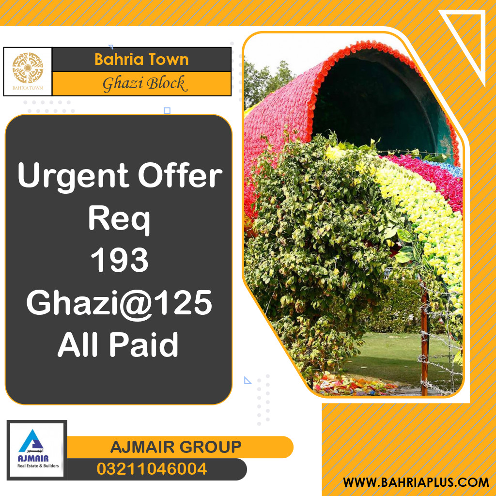 10 Marla Residential Plot for Sale in Sector F - Ghazi Block -  Bahria Town, Lahore - (BP-369283)