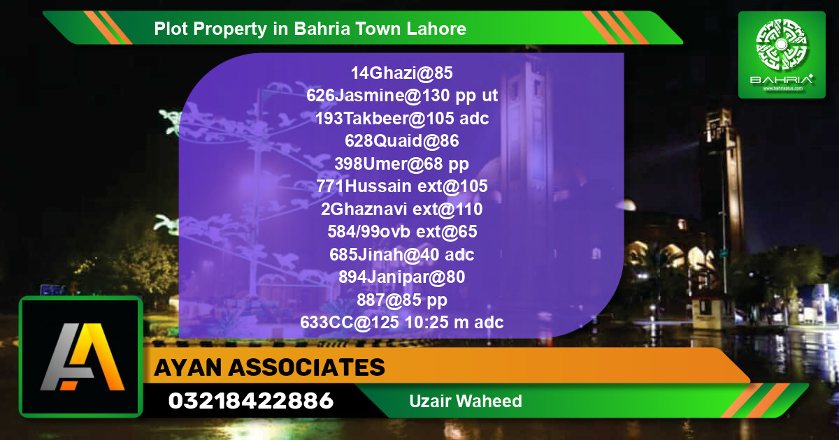 Residential Plot for Sale in Bahria Town, Lahore - (BP-36933)
