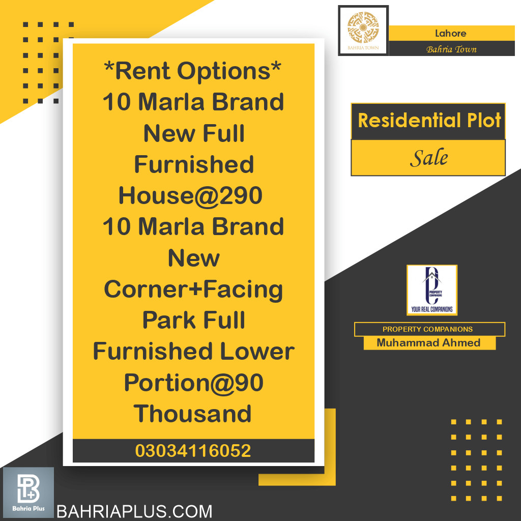 Residential Plot for Sale in Bahria Town, Lahore - (BP-369401)