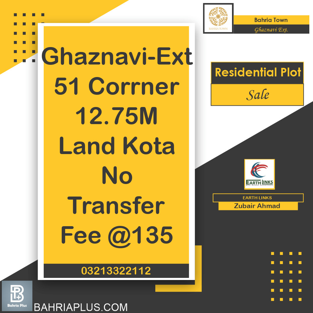 12 Marla Residential Plot for Sale in Sector F - Ghaznavi Ext. Block -  Bahria Town, Lahore - (BP-369405)