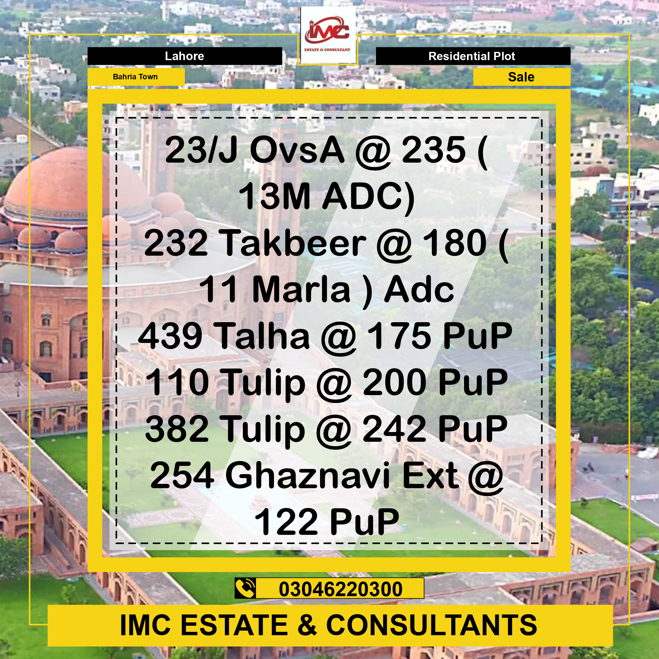 Residential Plot for Sale in Bahria Town, Lahore - (BP-369477)