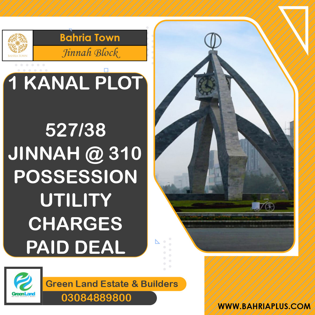 20 Marla Residential Plot for Sale in Sector E - Jinnah Block -  Bahria Town, Lahore - (BP-369630)