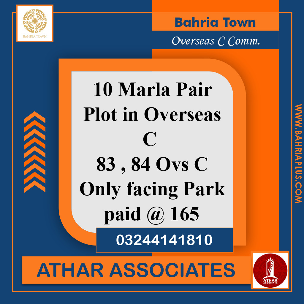10 Marla Residential Plot for Sale in Overseas C Commercial -  Bahria Town, Lahore - (BP-369631)