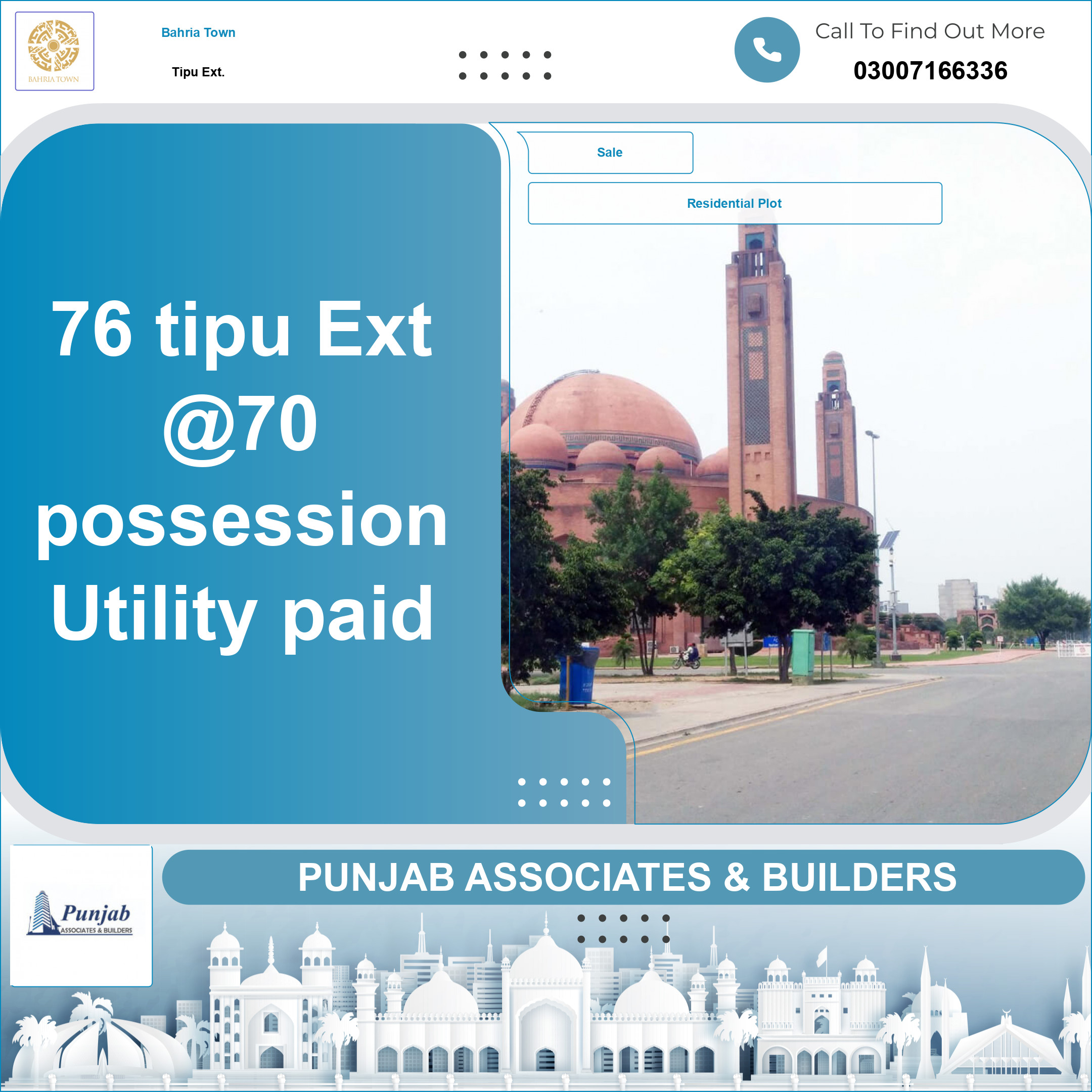 Residential Plot for Sale in Sector F - Tipu Sultan Ext. -  Bahria Town, Lahore - (BP-369670)