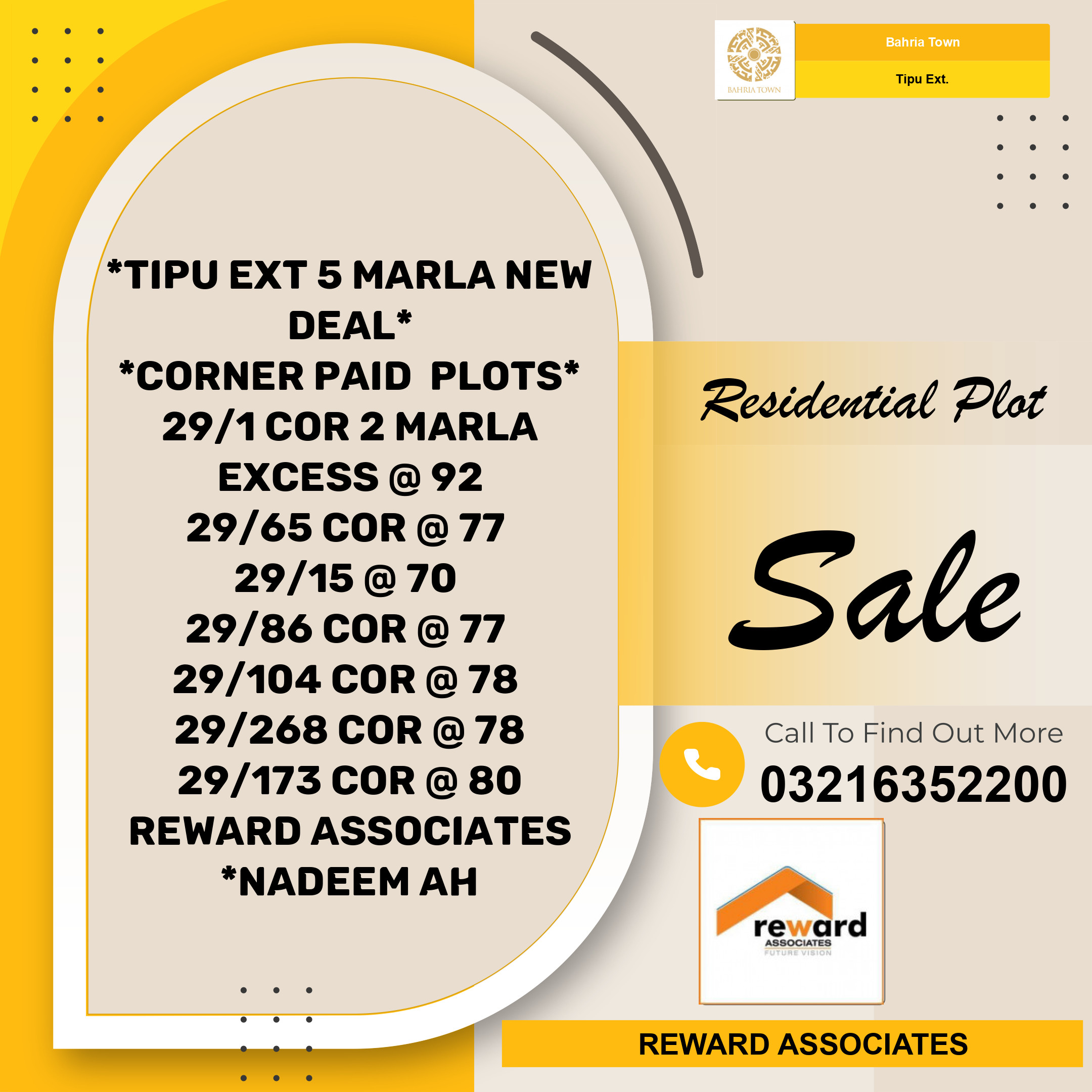 5 Marla Residential Plot for Sale in Sector F - Tipu Sultan Ext. -  Bahria Town, Lahore - (BP-369750)