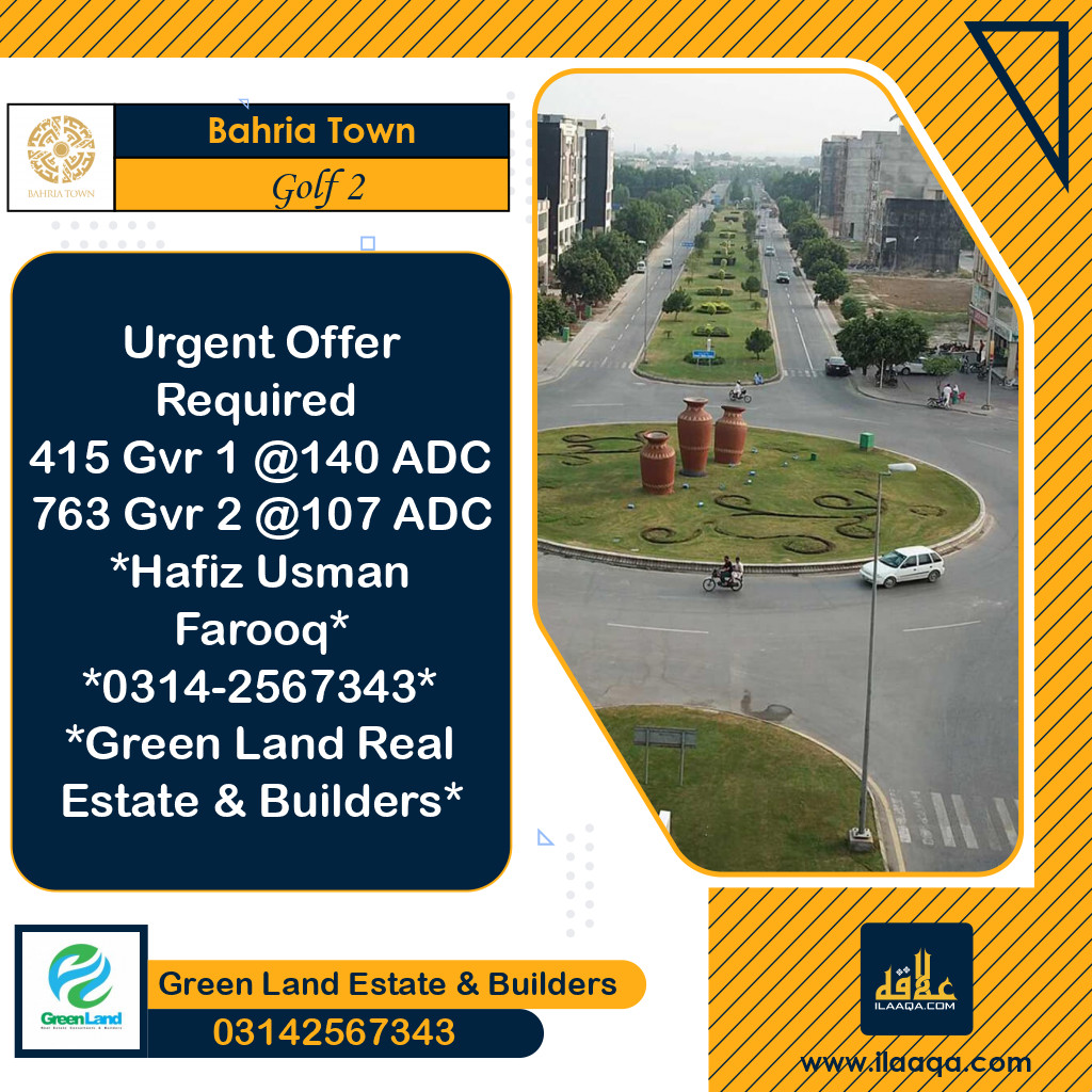 10 Marla Residential Plot for Sale in Golf Phase 2 -  Bahria Town, Lahore - (BP-369770)