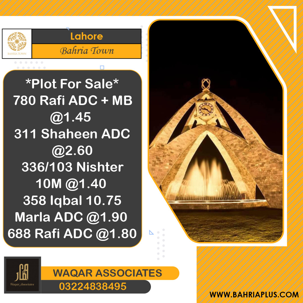 Residential Plot for Sale in Bahria Town, Lahore - (BP-369780)