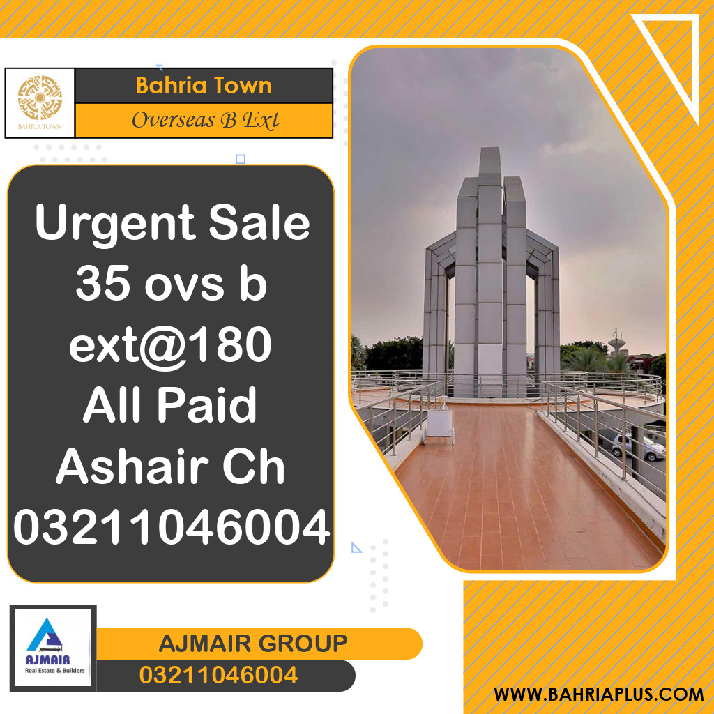 10 Marla Residential Plot for Sale in Overseas B Ext -  Bahria Town, Lahore - (BP-369822)