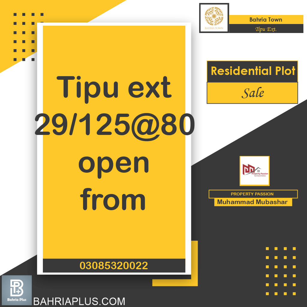 5 Marla Residential Plot for Sale in Sector F - Tipu Sultan Ext. -  Bahria Town, Lahore - (BP-369867)